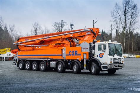 Alliance concrete pumps - Chassis Options. The Alliance 33-Meter Roll-Fold concrete boom pump features one of the most desirable outrigger designs in the industry. The small footprint maintains maximum stability allowing operators to easily navigate cluttered jobsites. Model JXZ 33-4.16.